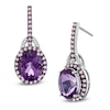 Thumbnail Image 1 of Oval Amethyst, Lab-Created Pink Sapphire and Diamond Accent Frame Drop Earrings in Sterling Silver