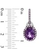 Thumbnail Image 2 of Oval Amethyst, Lab-Created Pink Sapphire and Diamond Accent Frame Drop Earrings in Sterling Silver