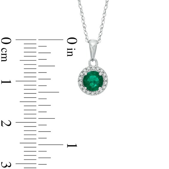 5.0mm Emerald and Diamond Accent Frame Pendant in 14K White Gold