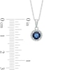 Thumbnail Image 2 of 5.0mm Blue Sapphire and Diamond Accent Frame Pendant in 14K White Gold