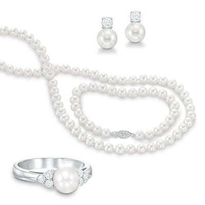 6 5 7 0mm Cultured Freshwater Pearl And Lab Created White 6 5 7 0mm Cultured Freshwater Pearl