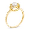 Thumbnail Image 2 of 4.5-5.0mm Freshwater Cultured Pearl and Lab-Created White Sapphire Love Knot Swirl Ring in 10K Gold