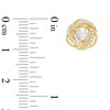 Thumbnail Image 2 of 3.5-4.0mm Freshwater Cultured Pearl and Lab-Created White Sapphire Love Knot Swirl Stud Earrings in 10K Gold