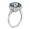 Thumbnail Image 2 of 11.0mm Cushion-Cut Mystic Fire® Topaz and Lab-Created White Sapphire Frame Ring in Sterling Silver