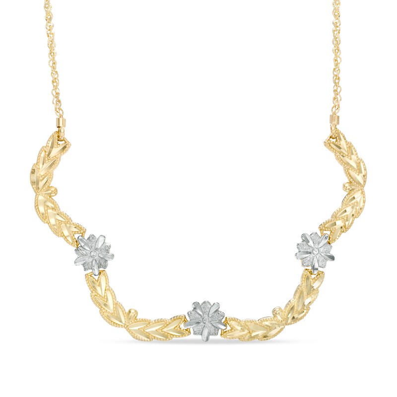 Main Image 1 of Laurel Leaf Wave Necklace in 10K Two-Tone Gold