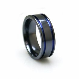 Anium Rings Zales Edward Mirell Men S 8 0mm Black Anium Double Grooved Wedding Band