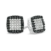 Thumbnail Image 1 of 1/4 CT. T.W. Enhanced Black and White Diamond Square Cluster Stud Earrings in 10K White Gold
