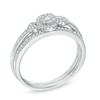 Thumbnail Image 1 of 1/5 CT. T.W. Diamond Cluster Frame Bridal Set in 10K White Gold