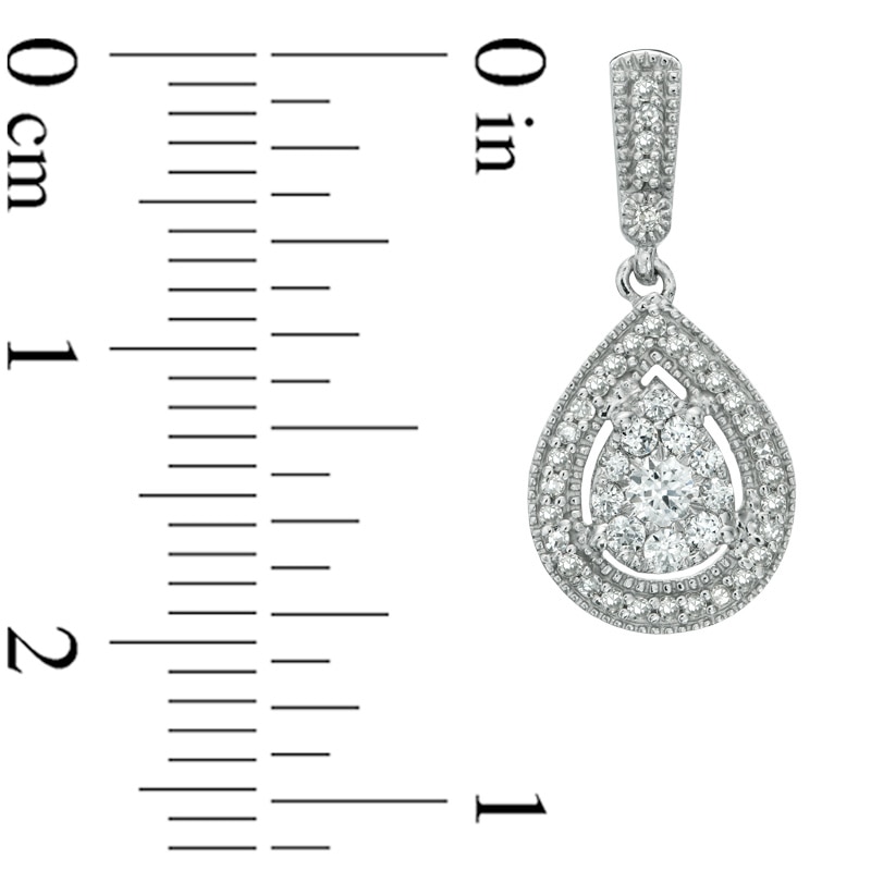 Main Image 2 of 1/2 CT. T.W. Diamond Vintage-Style Frame Teardrop Earrings in 10K White Gold