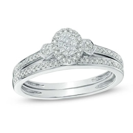 1/5 CT. T.W. Oval-Shaped Multi-Diamond Bridal Set in 10K White Gold