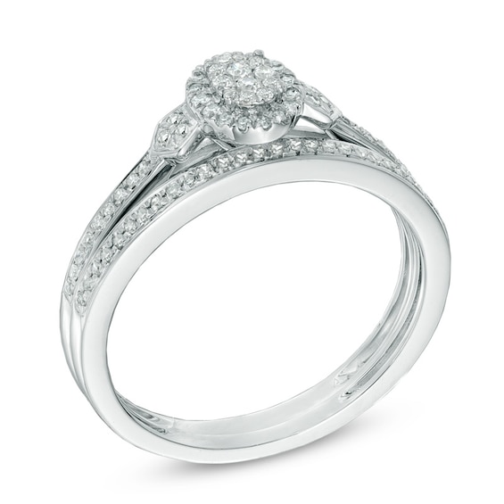1/5 CT. T.w. Oval-Shaped Multi-Diamond Bridal Set in 10K White Gold