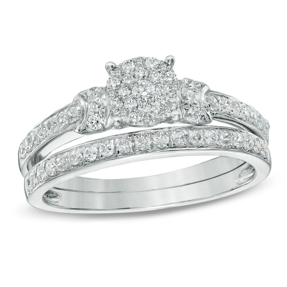 1/2 CT. T.w. Diamond Collar Bridal Set in 14K White Gold