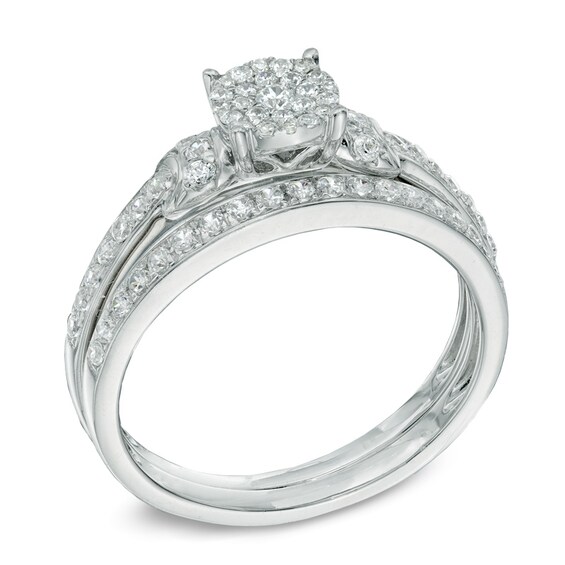 1/2 CT. T.w. Diamond Collar Bridal Set in 14K White Gold