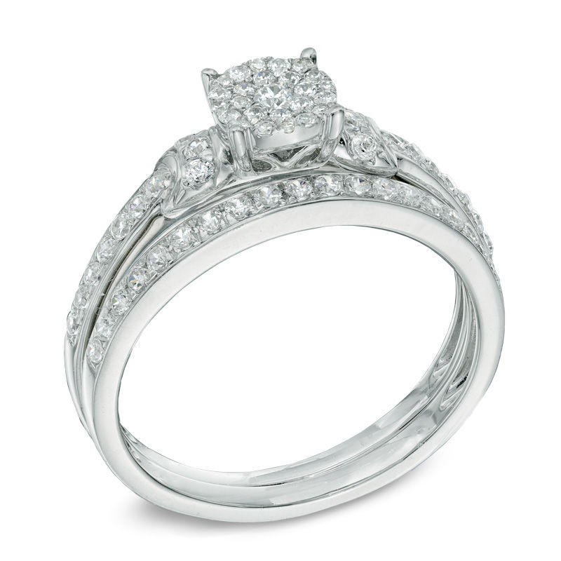 Zales 1 2 ct. T.W. Diamond Collar Bridal Set in 14K White Gold