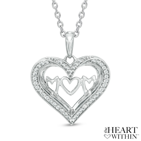 1/8 CT. T.w. Diamond Mom Heart Pendant in Sterling Silver