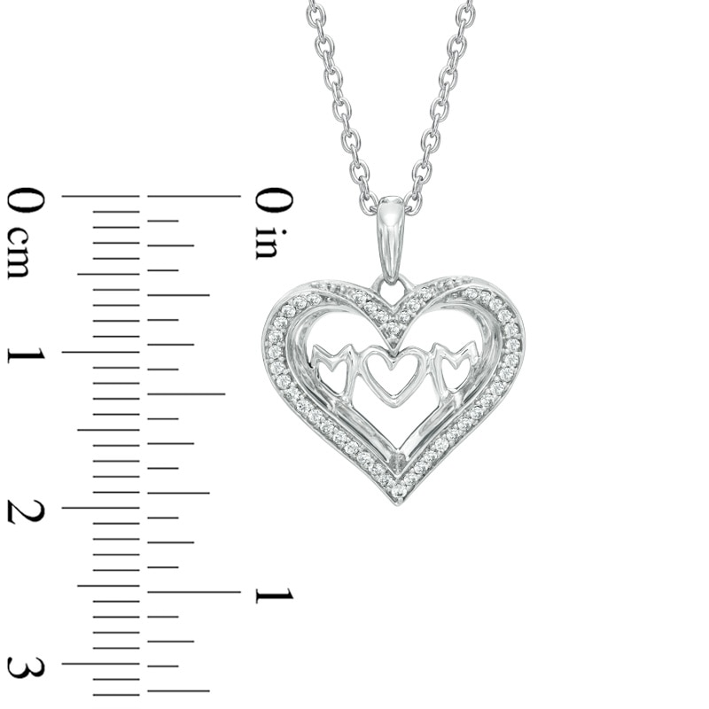 The Heart Within® 1/8 CT. T.W. Diamond "MOM" Heart Pendant in Sterling Silver