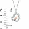 Thumbnail Image 2 of Diamond Accent Tilted "MOM" Heart Pendant in Sterling Silver and 10K Rose Gold