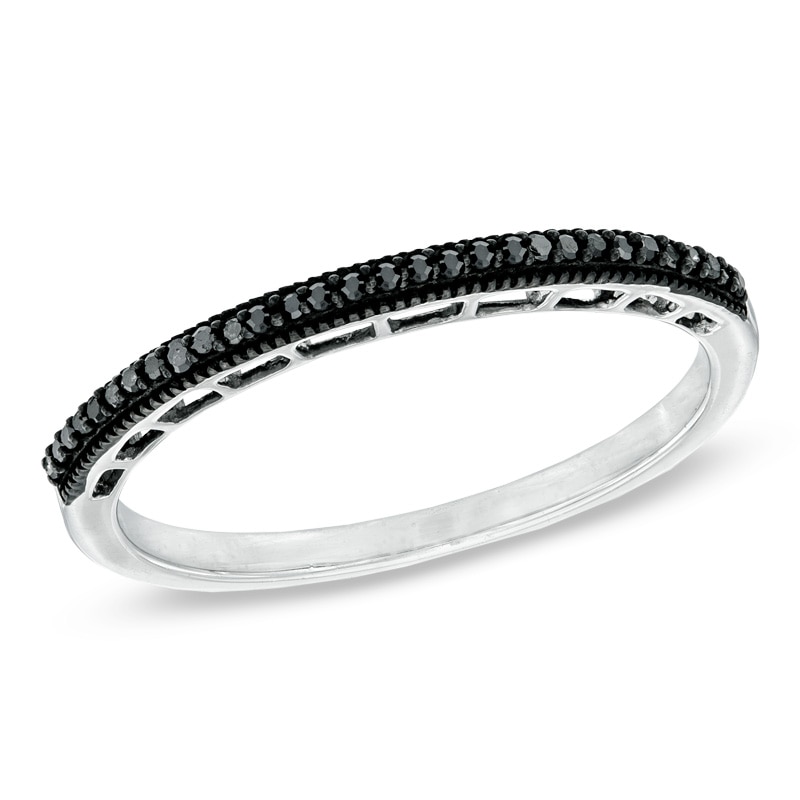 Main Image 1 of 1/20 CT. T.W. Black Diamond Band in 10K White Gold