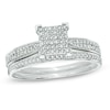 Thumbnail Image 1 of 1/3 CT. T.W. Multi-Diamond Square Bridal Set in 10K White Gold