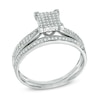 Thumbnail Image 2 of 1/3 CT. T.W. Multi-Diamond Square Bridal Set in 10K White Gold