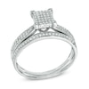 Thumbnail Image 1 of 1/3 CT. T.W. Multi-Diamond Square Bridal Set in 10K White Gold