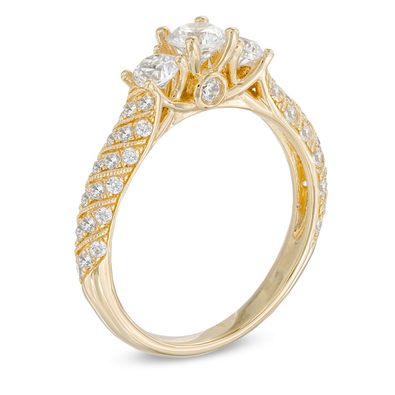 Main Image 2 of 1 CT. T.W. Diamond Past Present Future® Vintage-Style Engagement Ring in 14K Gold
