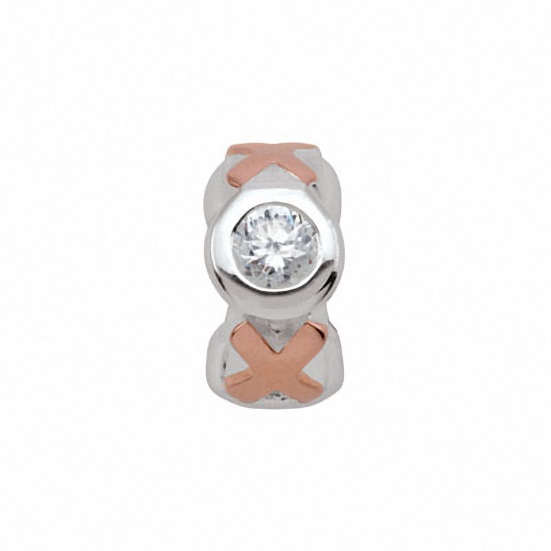 Persona® Sterling Silver and 18K Rose Gold Plate "XOXO" Cubic Zirconia Charm