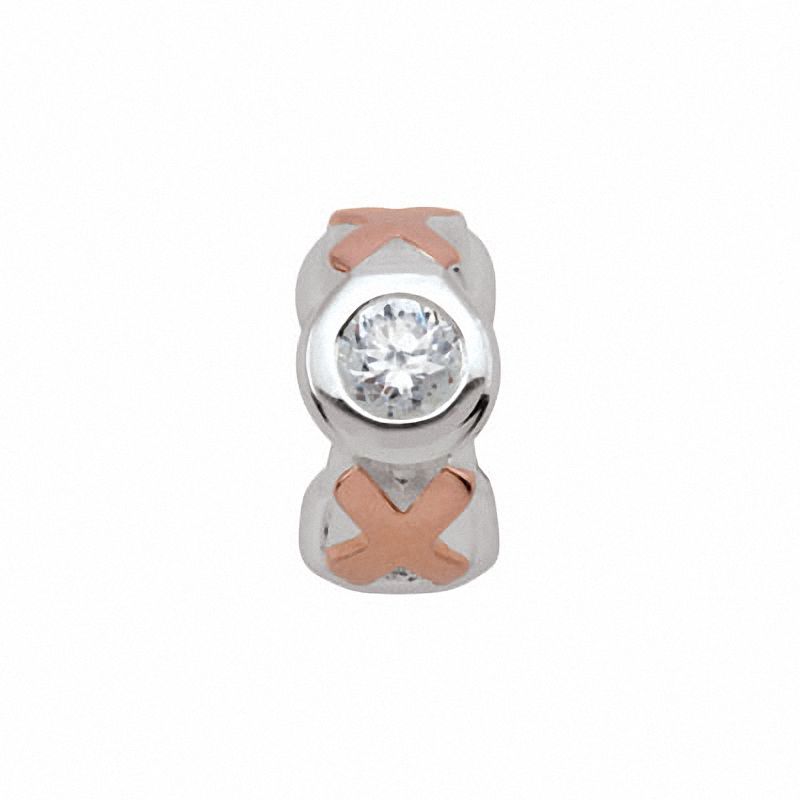 Main Image 1 of Persona® Sterling Silver and 18K Rose Gold Plate "XOXO" Cubic Zirconia Charm