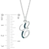 Thumbnail Image 1 of Enhanced Blue Diamond Accent "E" Initial Pendant in Sterling Silver