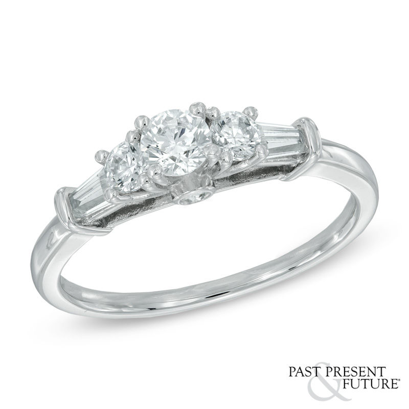 Main Image 1 of 3/4 CT. T.W. Diamond Past Present Future® Engagement Ring in 14K White Gold
