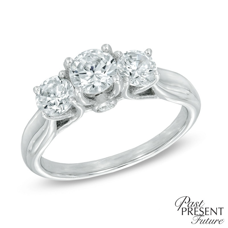 1-1/2 CT. T.W. Diamond Past Present Future® Engagement Ring in 14K White Gold