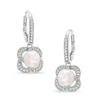 Thumbnail Image 1 of 6.5-7.0mm Freshwater Cultured Pearl and Lab-Created White Sapphire Drop Swirl Earrings in Sterling Silver