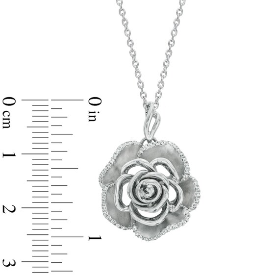 Vera Wang Love Collection 1/5 CT. T.w. Diamond Rose Pendant in Sterling Silver
