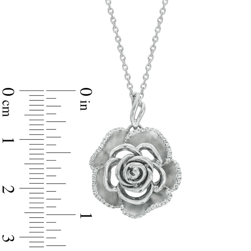 Vera Wang Love Collection 1/5 CT. T.W. Diamond Rose Pendant in Sterling Silver