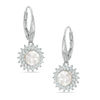 Thumbnail Image 0 of 6.5 - 7.0mm Cultured Freshwater Pearl and Lab-Created White Sapphire Drop Earrings in Sterling Silver
