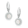 Thumbnail Image 1 of 6.5-7.0mm Freshwater Cultured Pearl and Lab-Created White Sapphire Drop Earrings in Sterling Silver
