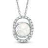 Thumbnail Image 0 of 7.5 - 8.0mm Cultured Freshwater Pearl and Lab-Created White Sapphire Loop Pendant in Sterling Silver