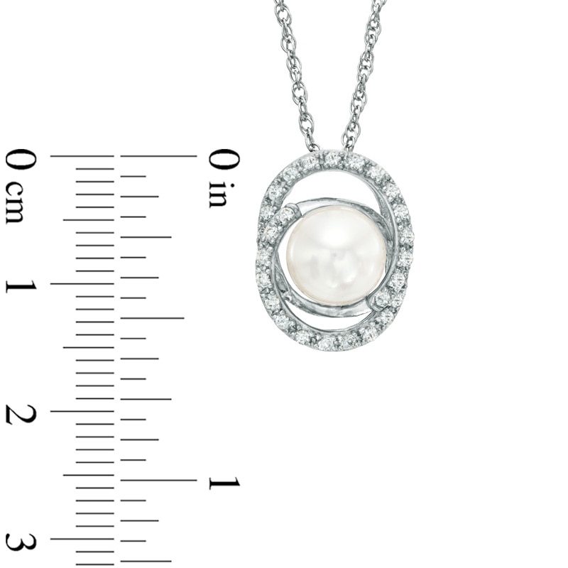 Main Image 2 of 7.5-8.0mm Freshwater Cultured Pearl and Lab-Created White Sapphire Loop Pendant in Sterling Silver