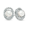 Thumbnail Image 0 of 5.5 - 6.0mm Cultured Freshwater Pearl and Lab-Created White Sapphire Loop Earrings in Sterling Silver