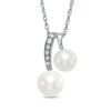 Thumbnail Image 1 of 6.0-7.5mm Freshwater Cultured Pearl and Lab-Created White Sapphire Pendant in Sterling Silver