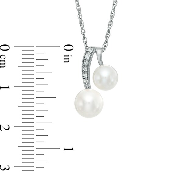 6.0-7.5mm Freshwater Cultured Pearl and Lab-Created White Sapphire Pendant in Sterling Silver