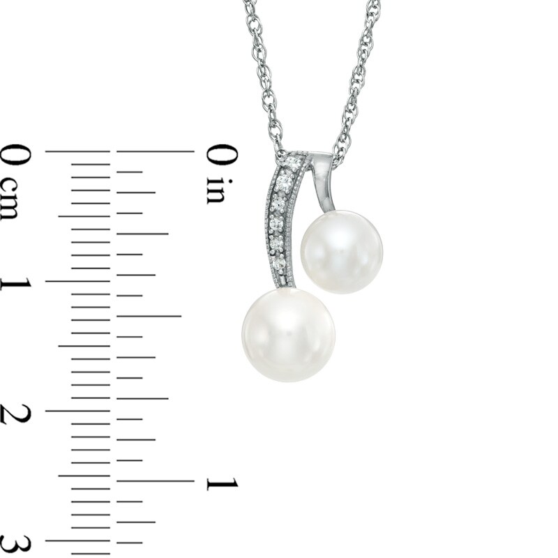 Main Image 2 of 6.0-7.5mm Freshwater Cultured Pearl and Lab-Created White Sapphire Pendant in Sterling Silver