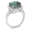Thumbnail Image 2 of 11.0mm Cushion-Cut Mystic Fire® Topaz and Lab-Created White Sapphire Frame Ring in Sterling Silver