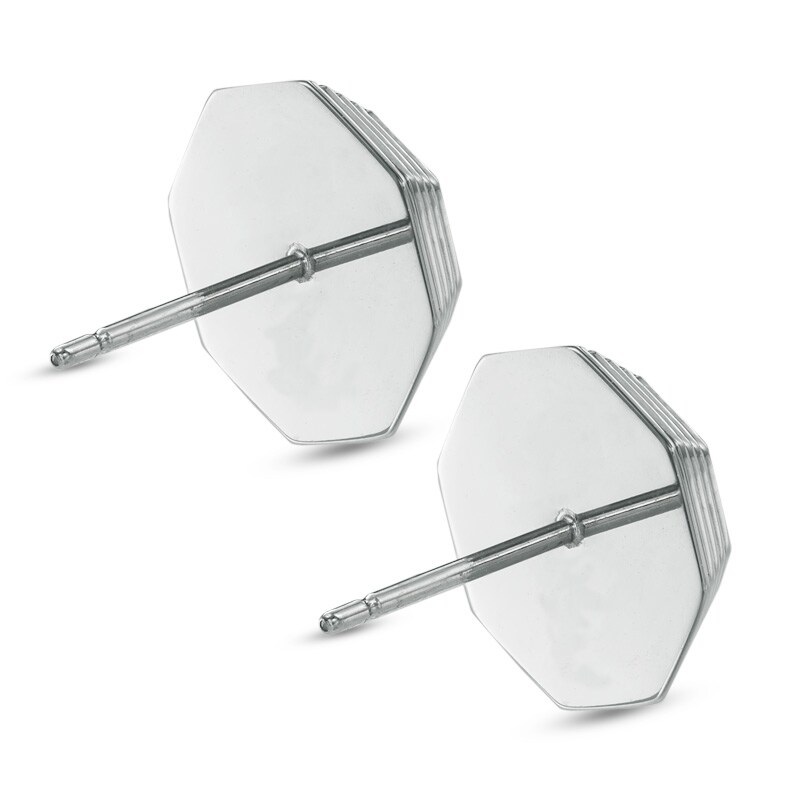 Main Image 2 of Men's Black Diamond Stud Earrings in Stainless Steel