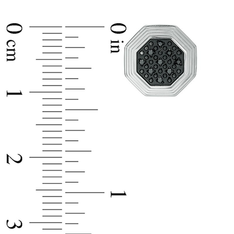 Main Image 3 of Men's Black Diamond Stud Earrings in Stainless Steel