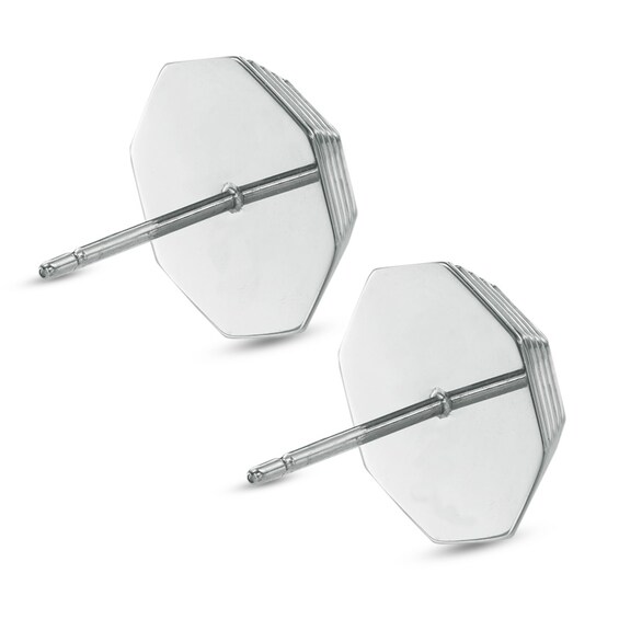 Enhanced Blue Diamond Stud Earrings in Stainless Steel