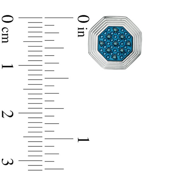 Enhanced Blue Diamond Stud Earrings in Stainless Steel