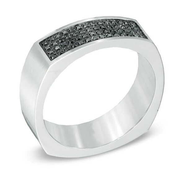 1/6 CT. T.w. Black Diamond Ring in Stainless Steel - Size 10