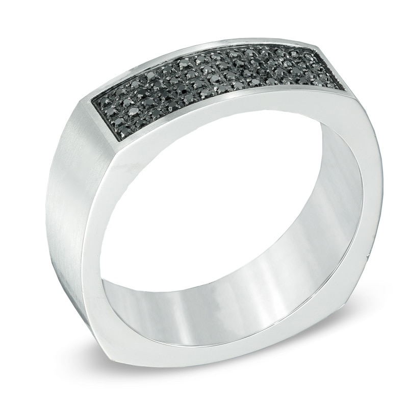 Men's 1/6 CT. T.W. Black Diamond Ring in Stainless Steel - Size 10