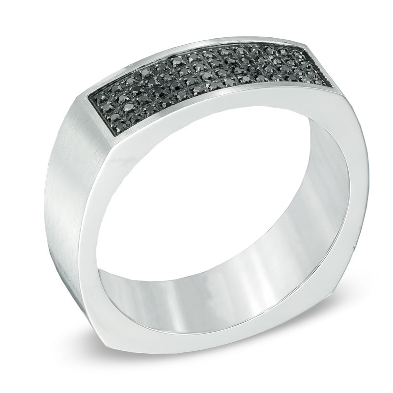 Main Image 2 of 1/6 CT. T.W. Black Diamond Ring in Stainless Steel - Size 10